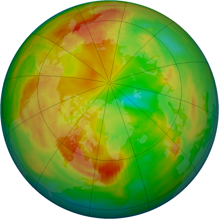 Arctic ozone map for 18 February 1992